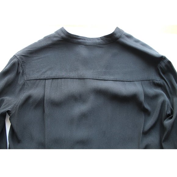ALLSAINTS Lexi Collarless Button-Down Shirt / XS / Black Blouse - Picture 10 of 12